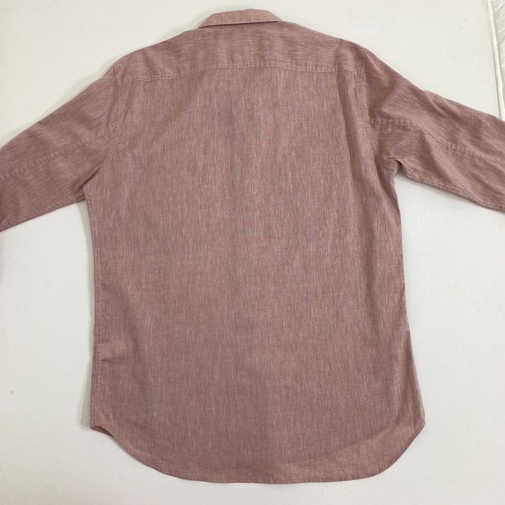 Theory Mens Large Heather Red Button Down Shirt Long Sleeve 2 Front Pockets - Picture 7 of 12